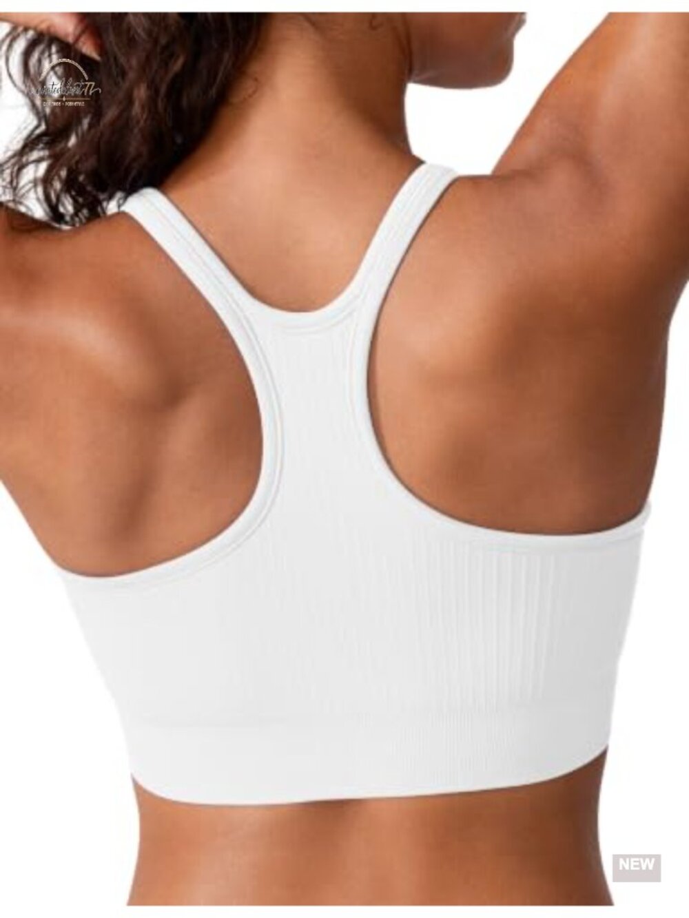 Seamless Scoop Neck Racerback Sports Bra Medium Support Wireless Removable Pads
